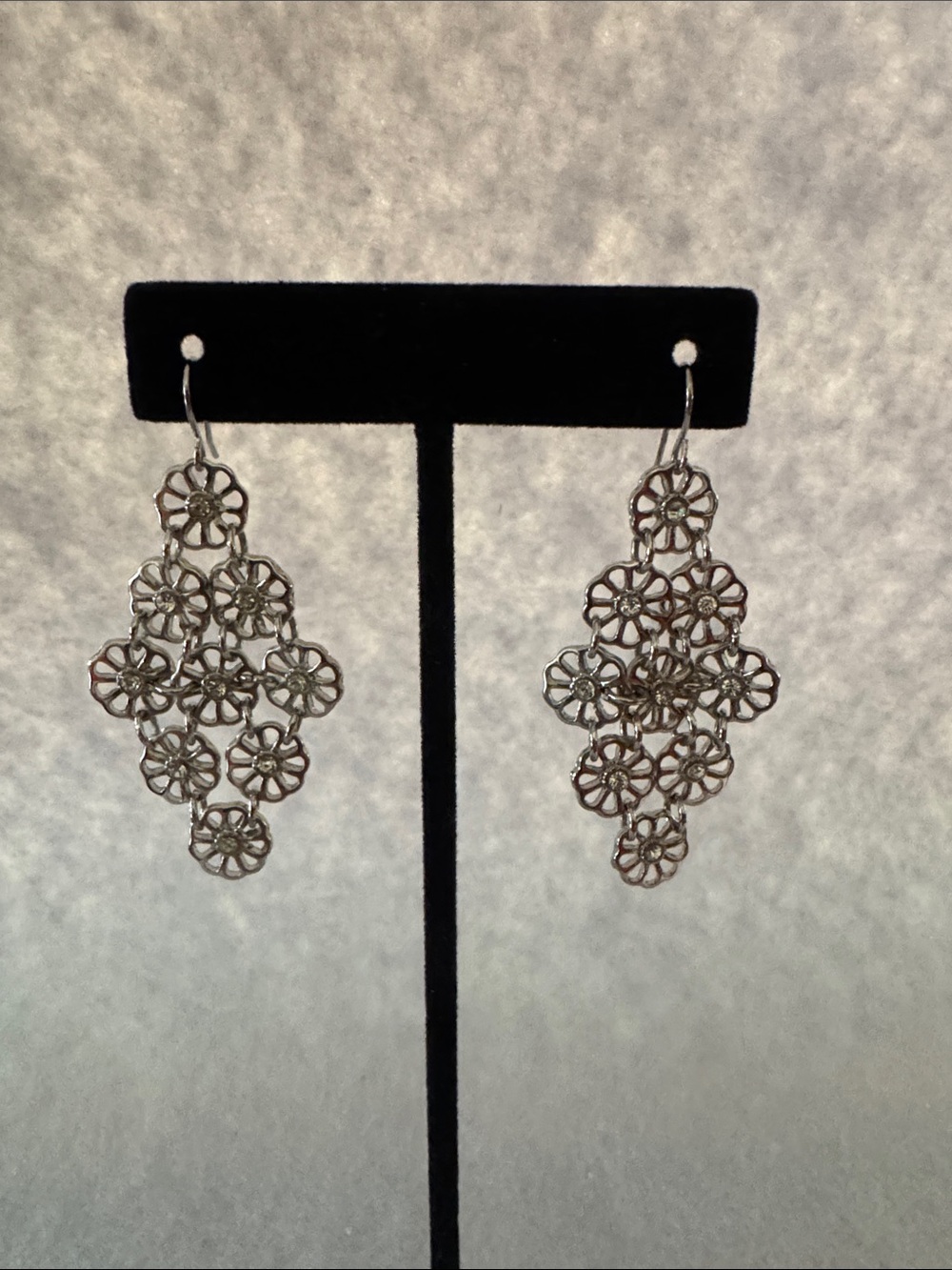 Silver Floral Filigree Dangle Earrings - Women Jewelry